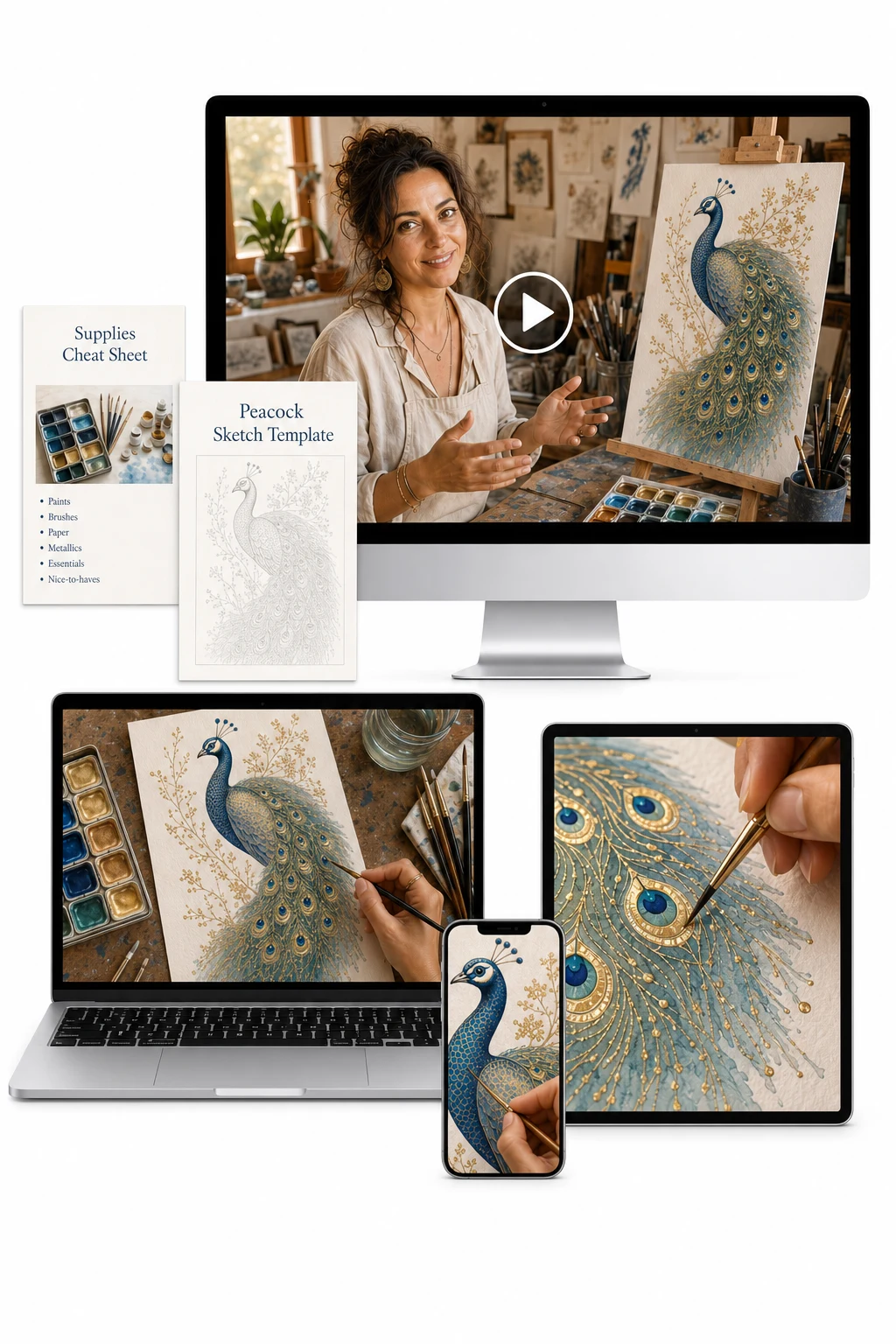 Course package: video tutorials, materials checklist, mobile access, lifetime access