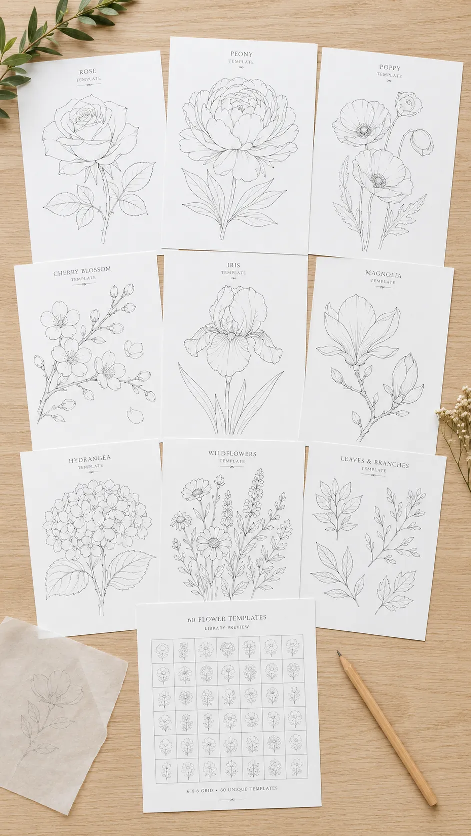 Bonus 1: 36-flower trace-ready template library