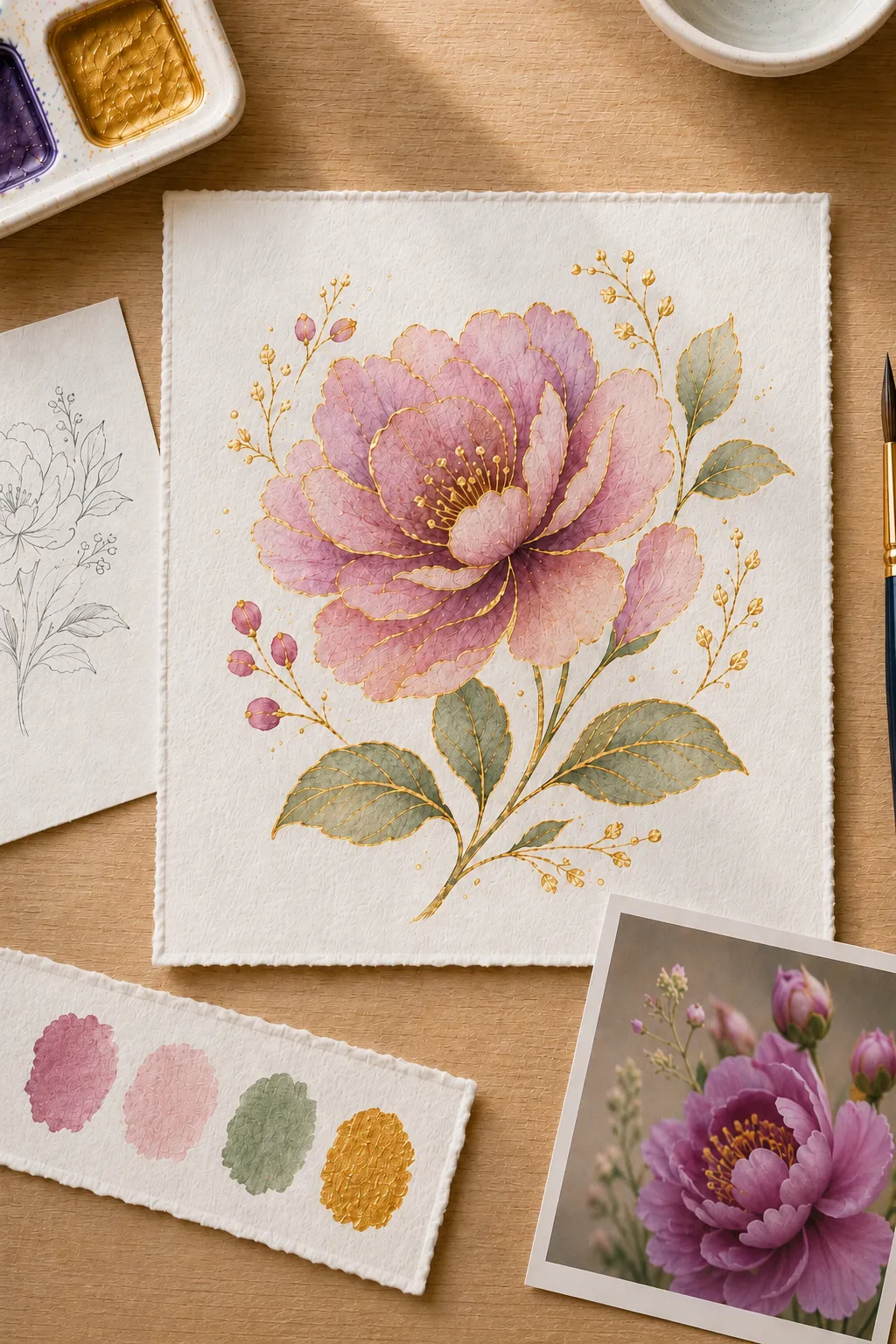 Module 7: Building a metallic watercolor flower collection