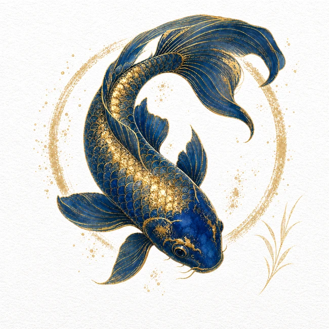 Metallic watercolor koi fish
